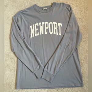 Brandy Melville/John Gault light blue Newport oversized long sleeve tshirt (O/S)